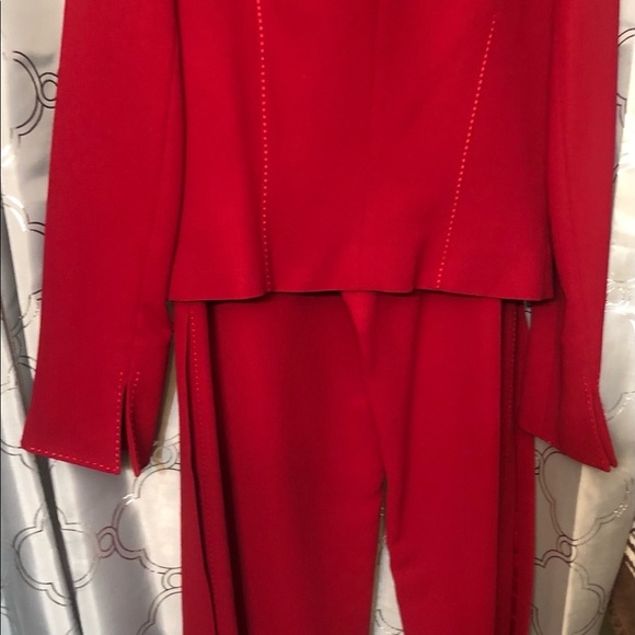 Cache size 12 sexy red formal suit wide leg flat front pants thigh high slit - Picture 3 of 11